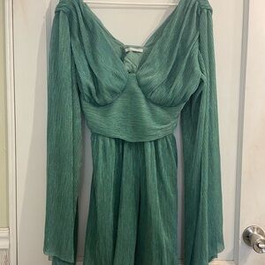 Elegant Green Long Sleeve Dress